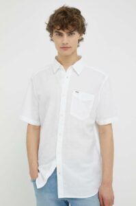Plátěná košile Wrangler bílá barva