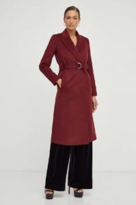Vlněný kabát Patrizia Pepe fialová barva
