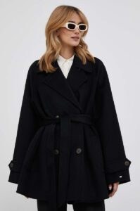 Vlněný kabát Tommy Hilfiger černá