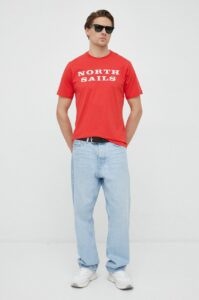 Bavlněné tričko North Sails červená