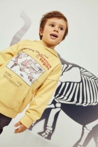 Dětská bavlněná mikina zippy žlutá barva