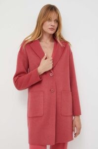 Vlněný kabát Twinset růžová