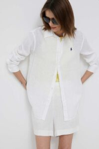 Plátěná košile Polo Ralph Lauren bílá barva
