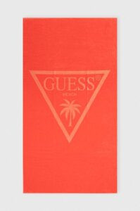 Bavlněný ručník Guess oranžová barva