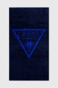 Bavlněný ručník Guess tmavomodrá barva