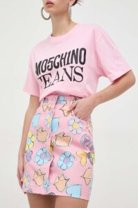 Džínová sukně Moschino Jeans růžová