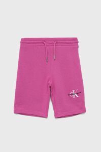 Dětské bavlněné šortky Calvin Klein Jeans růžová