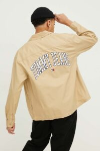 Bavlněná košile Tommy Jeans béžová barva