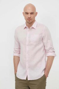 Plátěná košile Guess růžová barva