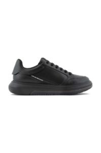 Kožené sneakers boty Emporio Armani černá