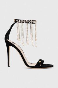 Semišové sandály Elisabetta Franchi černá