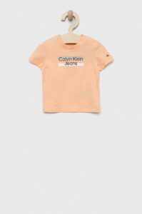 Dětské tričko Calvin Klein Jeans oranžová