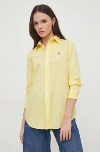 Bavlněná košile Polo Ralph Lauren žlutá barva