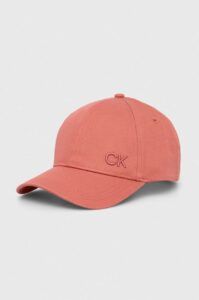 Bavlněná baseballová čepice Calvin Klein červená
