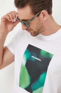 Bavlněné tričko Karl Lagerfeld bílá