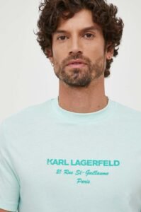 Tričko Karl Lagerfeld tyrkysová barva
