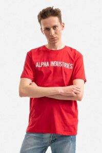 Bavlněné tričko Alpha Industries červená barva