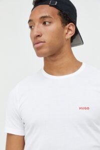 Bavlněné tričko HUGO 3-pack bílá