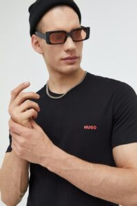 Bavlněné tričko HUGO 3-pack černá