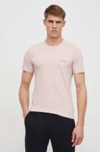 Bavlněné tričko HUGO 3-pack růžová