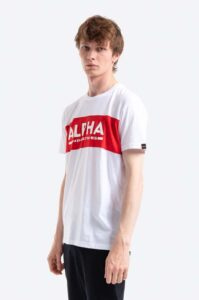 Bavlněné tričko Alpha Industries bílá barva