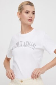 Bavlněné tričko Emporio Armani bílá