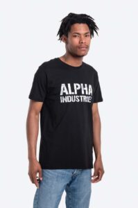 Bavlněné tričko Alpha Industries černá barva