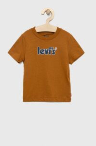 Dětské bavlněné tričko Levi's hnědá