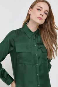 Hedvábné tričko MAX&Co. zelená barva