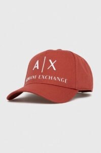 Bavlněná čepice Armani Exchange oranžová barva