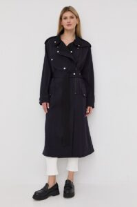 Vlněný kabát Victoria Beckham tmavomodrá