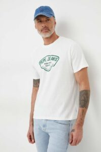 Bavlněné tričko Pepe Jeans Cherry bílá
