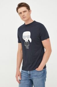 Bavlněné tričko Karl Lagerfeld tmavomodrá