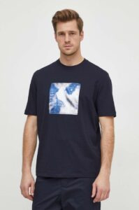 Bavlněné tričko Armani Exchange tmavomodrá barva