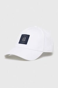 Bavlněná baseballová čepice Armani Exchange bílá barva