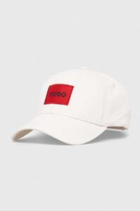 Bavlněná baseballová čepice HUGO bílá