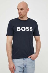 Bavlněné tričko BOSS BOSS CASUAL tmavomodrá