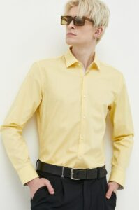 Košile HUGO žlutá barva