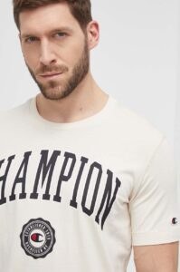Bavlněné tričko Champion béžová barva