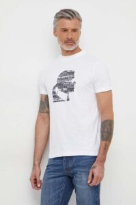 Bavlněné tričko Karl Lagerfeld béžová