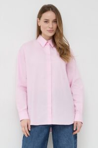 Bavlněná košile Pinko růžová barva