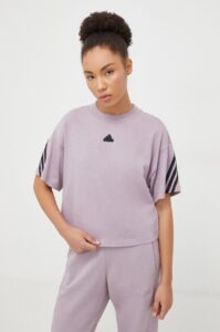 Bavlněné tričko adidas fialová