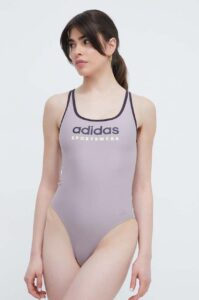 Jednodílné plavky adidas fialová barva