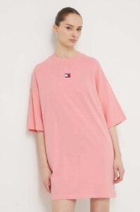 Bavlněné šaty Tommy Jeans růžová