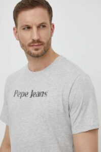 Bavlněné tričko Pepe Jeans CLIFTON šedá