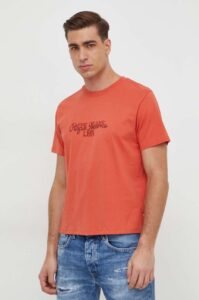 Bavlněné tričko Pepe Jeans Chris oranžová