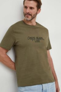 Bavlněné tričko Pepe Jeans Chris zelená