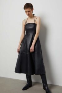 Kožené šaty Answear Lab černá