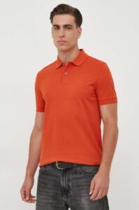 Bavlněné polo tričko BOSS oranžová