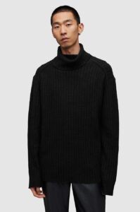 Vlněný svetr AllSaints VARID černá barva